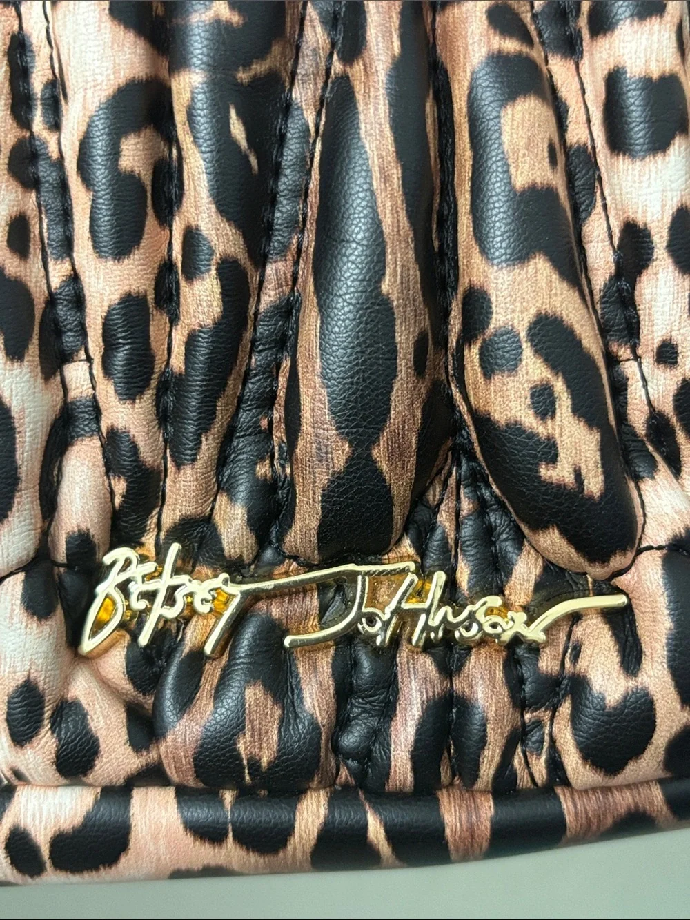 Betsey Johnson Leopard Quilted Flap Messenger Crossbody Bag